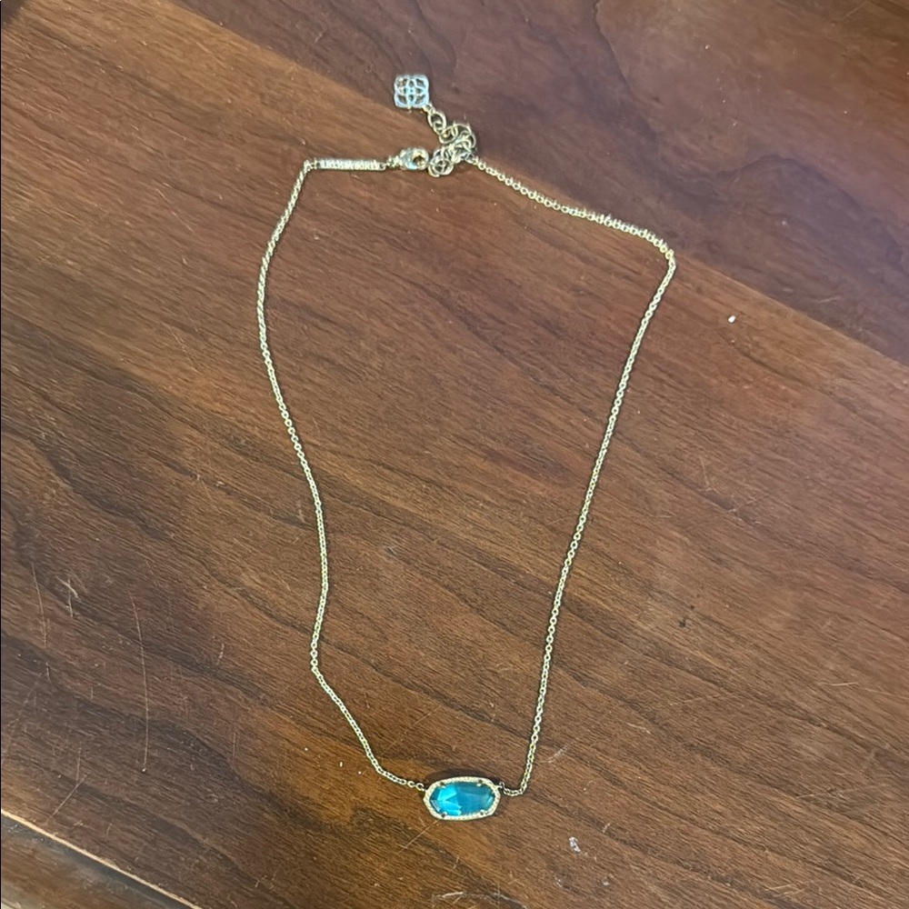 Kendra Scott necklace - Gold Chain Necklace with teal Gemstone Pendant